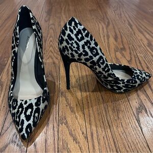 ALDO Leopard Print Pointed Toe Stiletto Pumps - Black & Silver